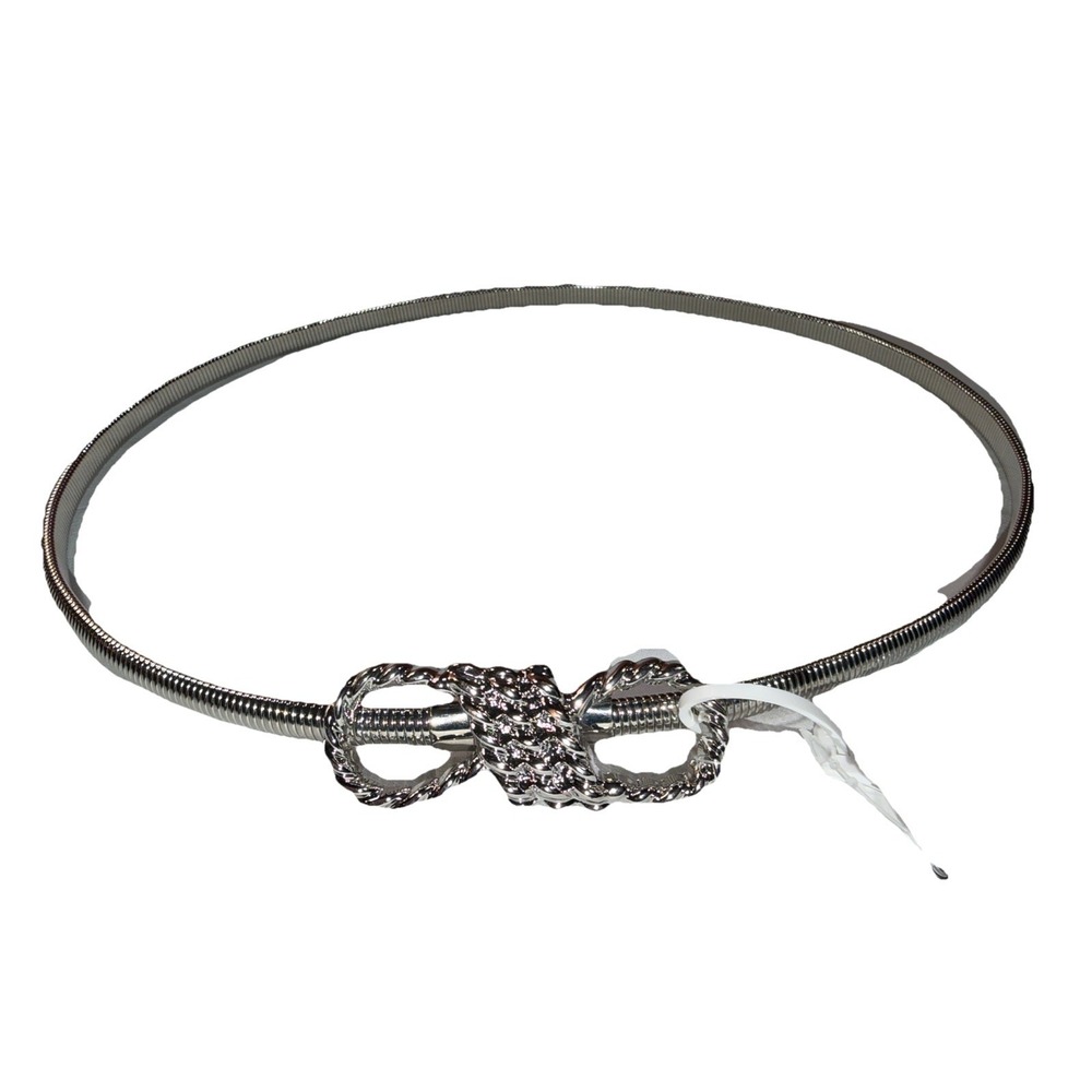 NWT GIANI BERNINI Cobra chain link women's skinny stretch belt- L/XL-Silver ~~
